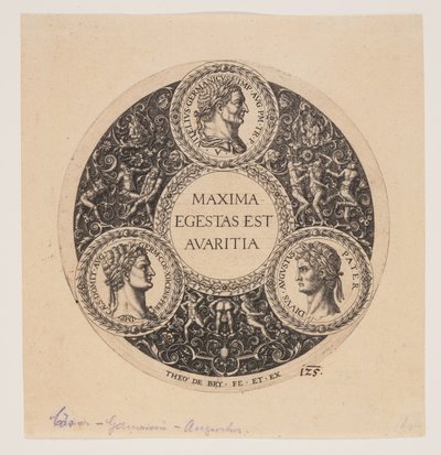 Greatest Greed is Avarice, Design for a Footed Dish by Johann Theodor de Bry