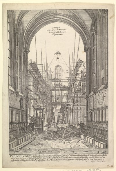 View of the Church of the Franciscans in Nuremberg under Reconstruction, from the series V. by Johann Ulrich Kraus