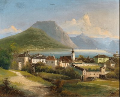 View of Gmunden by Johann Wilhelm Jankowski