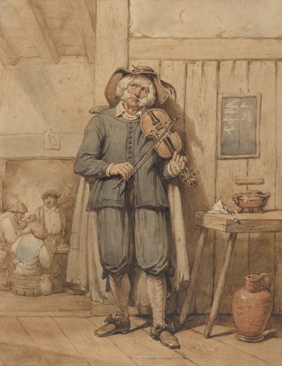 A Fiddler in a Tavern, with Three Men in the Background by Johannes Hendrik van West