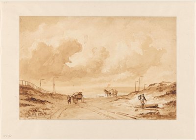 Landscape with Road Between Dunes to the Sea by Johannes Hermanus Barend Koekkoek
