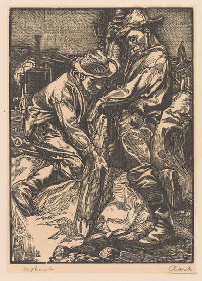 Construction Workers Piling by Johannes Josephus Aarts (signed by artist)