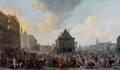 Dam Square with the New Town Hall under Construction by Johannes Lingelbach