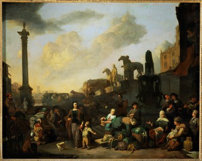 The herb market in Rome by Johannes Lingelbach