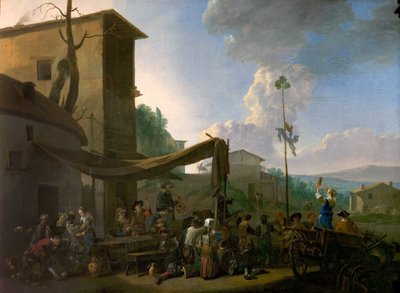 Village Scene with Peasants Merrymaking by Johannes Lingelbach