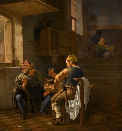 A Tavern Scene with Peasants Smoking and Drinking by Johannes Natus