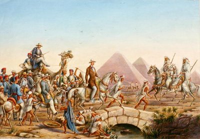 Prince Albert of Prussia with His Entourage Touring the Pyramids at Giza by Johannes Rabe