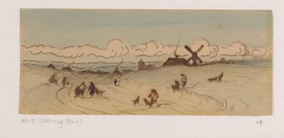 Landscape in the Dune Region with Hunters and Dogs by Johannes Tavenraat