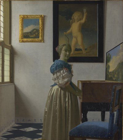 A Young Woman Standing at a Virginal by Johannes Vermeer
