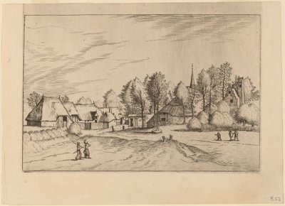 Country Village with Church Tower by Johannes van Doetechum, the Elder and Lucas
