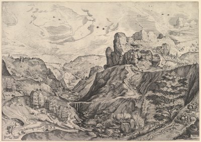 Alpine Landscape with a Deep Valley from The Large Landscapes by Johannes van Doetecum I