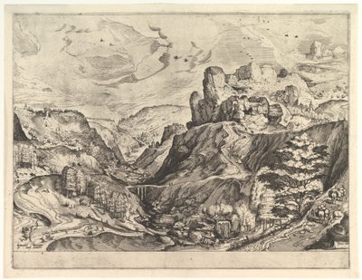 Alpine Landscape with a Deep Valley from The Large Landscapes by Johannes van Doetecum I