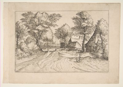 Village Road with a Farm and Sheds, from the series, The Small Landscapes Multifariaru..., 1559-61 by Johannes van Doetecum I