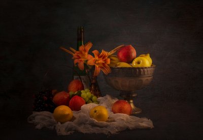 Classic Fruit Still Life by John-Mei Zhong