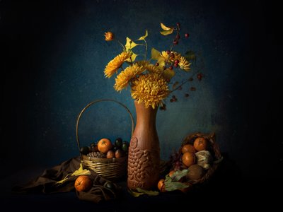 Golden Autumn Still Life by John-Mei Zhong