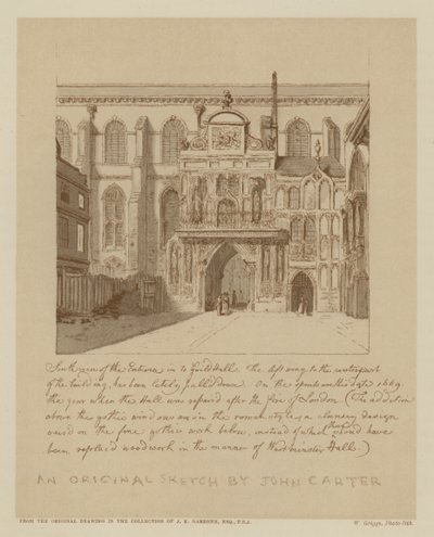 South View of the Entrance to Guildhall, City of London by John (after) Carter