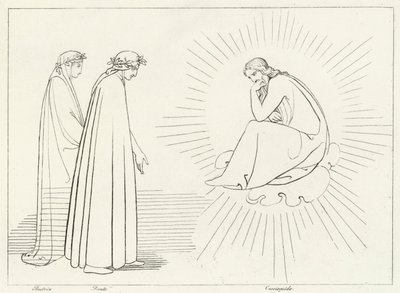 Dante Discoursing with Cacciaguida, Paradise, Canto 17 by John (after) Flaxman
