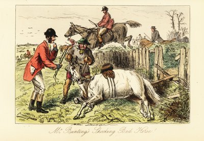 English Gentleman with His Fallen Horse During a Fox Hunt by John (after) Leech