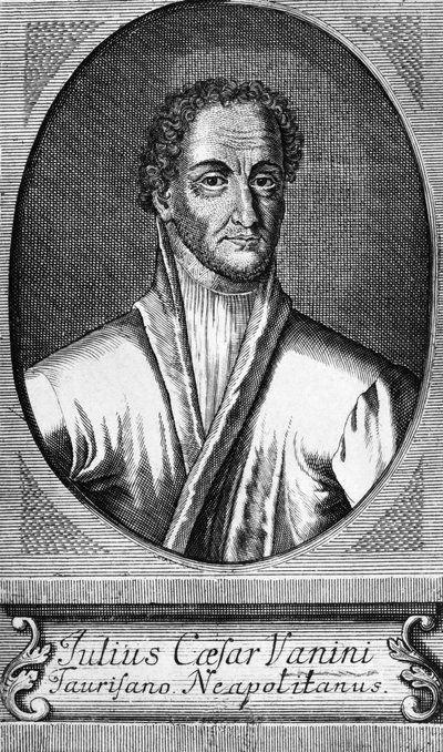 Portrait of Lucilio Vanini, known as Giulio Cesare Vanini, Italian philosopher, physician and freethinker, engraving by Walter Charles Mills
