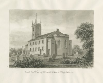 Bloxwich Church: Sepia Drawing by John Buckler