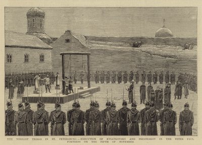 The Nihilist Trials in St Petersburg, Execution of Kviatkovsky and Presniakov in the Peter Paul Fortress by John Charles Dollman