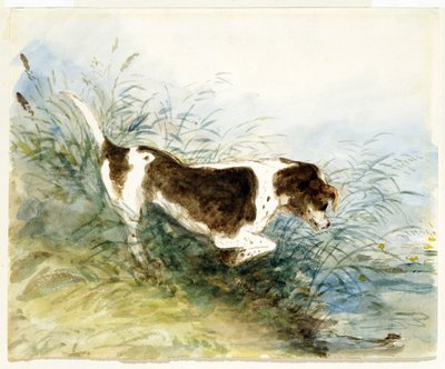 A Dog Watching a Rat in the Water - Dedham, Painted 1831 by John Constable