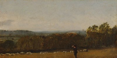 A Shepherd in a Landscape looking across Dedham Vale towards Langham, ca. 1811 by John Constable