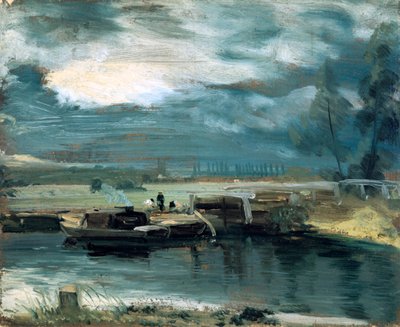 Barges on the Stour, with Dedham Church in the Distance by John Constable