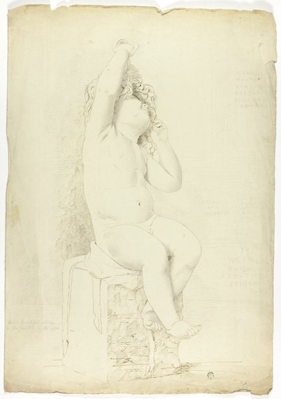 Ancient Statue of Seated Putto Playing with Mask by John Downman
