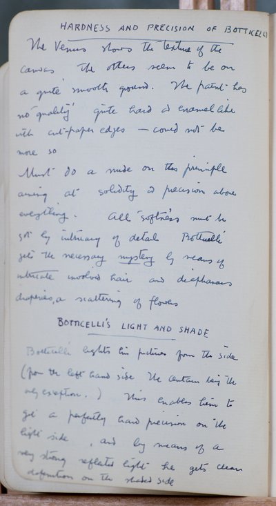 Sketch book containing 60 sketches and illustrations, writings on tempera paint and artists including Botticelli by John Duncan