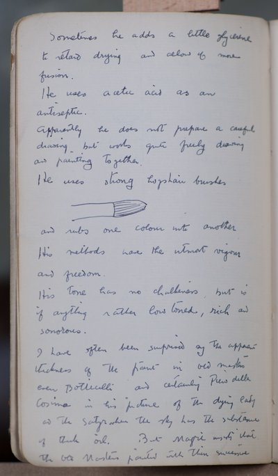 Sketch book containing 60 sketches and illustrations, writings on tempera paint and artists including Botticelli by John Duncan