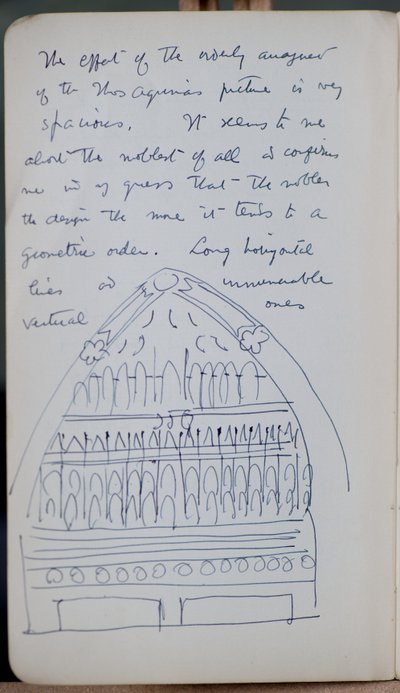 Sketch book containing 60 sketches and illustrations, writings on tempera paint and artists including Botticelli by John Duncan