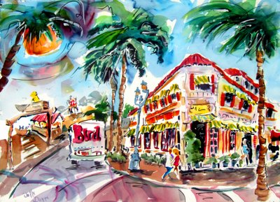 Palm Tree Street Scene by John Dunn