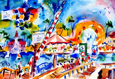 Vibrant Boardwalk Scene by John Dunn