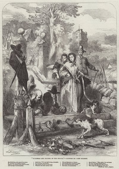 Hudibras and Ralpho in the Stocks by John Gilbert