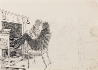 Man Reading with Feet on Hearth by John Harden