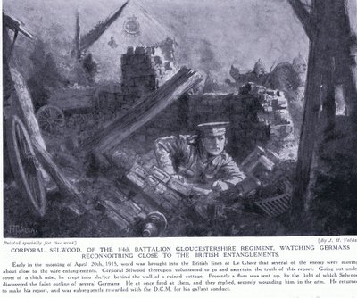 Corporal Selwood Won a DCM for Watching Germans Reconnoitring Close to British Entanglements at Le Gheer April 1915 by John Harris Valda