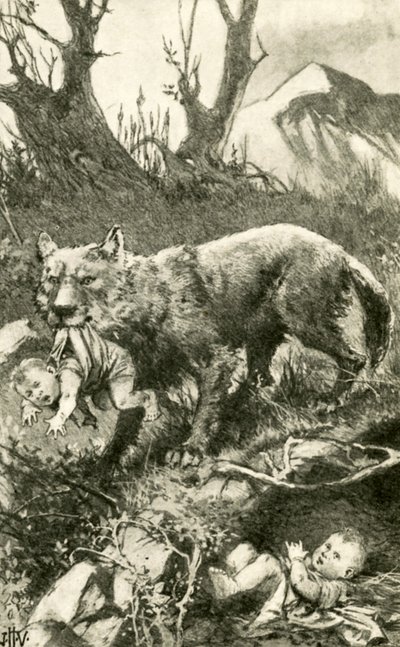 Romulus and Remus Being Cared for by the Wolf by John Harris Valda