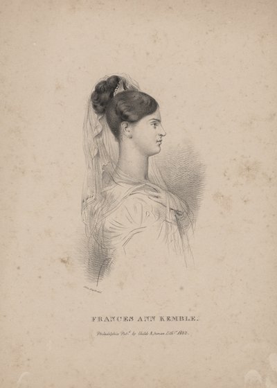 Frances Ann Kemble, litho by Childs und Inman by John Hayter