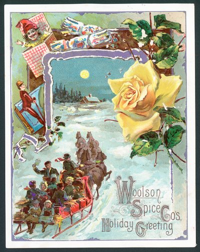 Woolson Spice Company Christmas card by John Henry Bufford