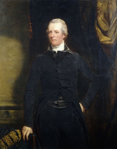 Portrait of William Pitt, standing three-quarter length in a Dark Jacket and Breeches by John Hoppner