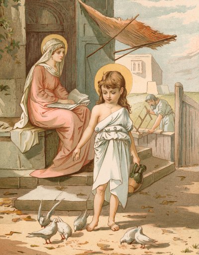 Jesus, as a Boy, Playing with Doves by John Lawson