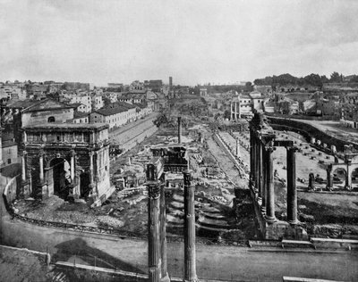The Forum in Rome with Ruins of Ancient Monuments: Arch of Septimius Severus, Columns of the Temple of Saturn, and Columns of the Temple of Vespasian by John Lawson Stoddard