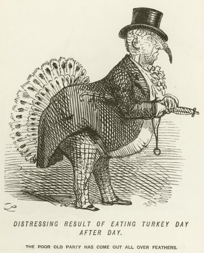 Distressing Result of Eating Turkey Day after Day by John Leech
