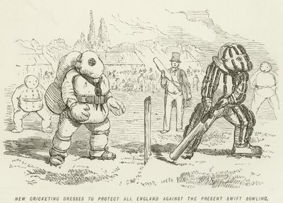 New Cricketing Dresses to Protect All England Against the Present Swift Bowling by John Leech