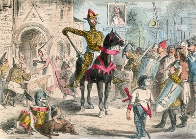 William Inspecting the Volunteers Previous to the Invasion of England by John Leech