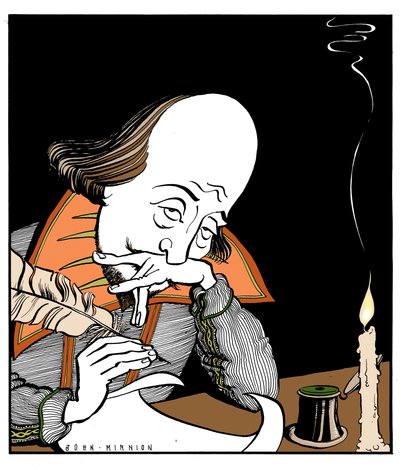 William Shakespeare writing a play by John Minnion by John Minnion