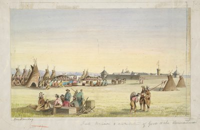 Fort Union & Distribution of Goods to the Assiniboins by John Mix Stanley