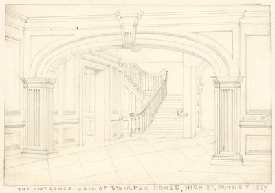 The entrance hall of Fairfax House, High Street, Putney, London by John Phillipp Emslie