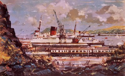 Fishguard Harbour Scene by John S. Smith